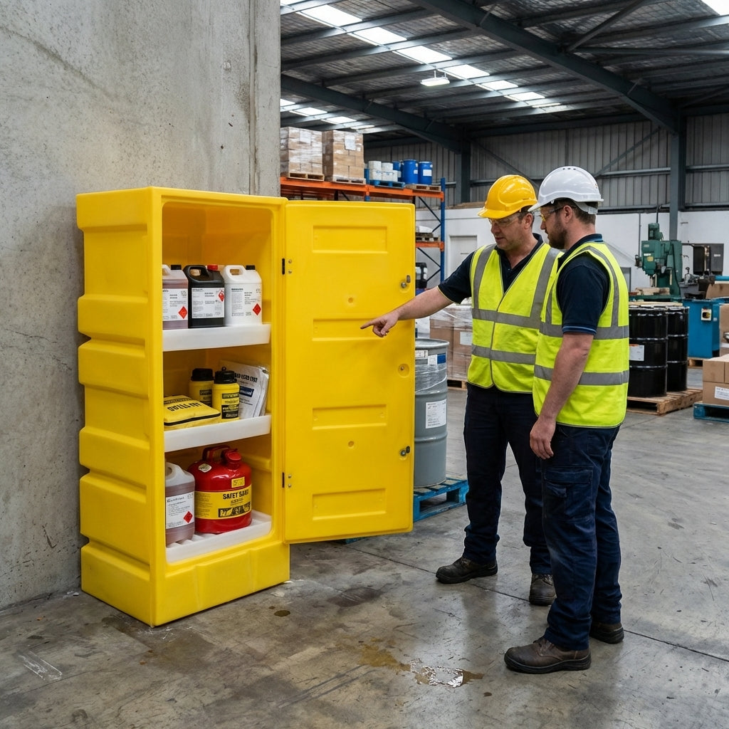 Polyethylene Storage Cabinet – 1.7m High – 70 Litre Sump – Industrial Use