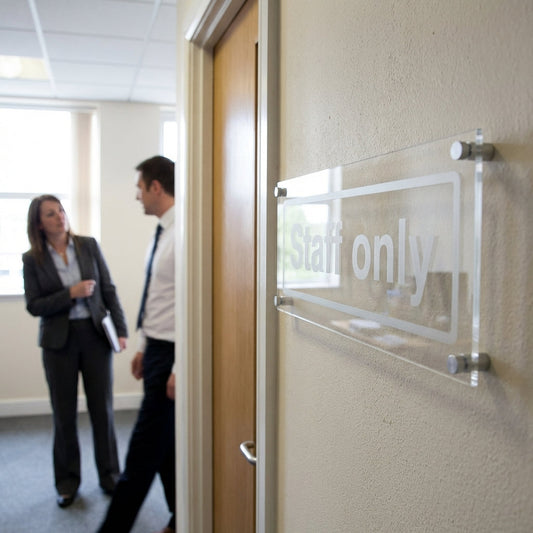 Custom Acrylic Door Signs – 450mm x 150mm – Clear Acrylic – Indoor/Outdoor
